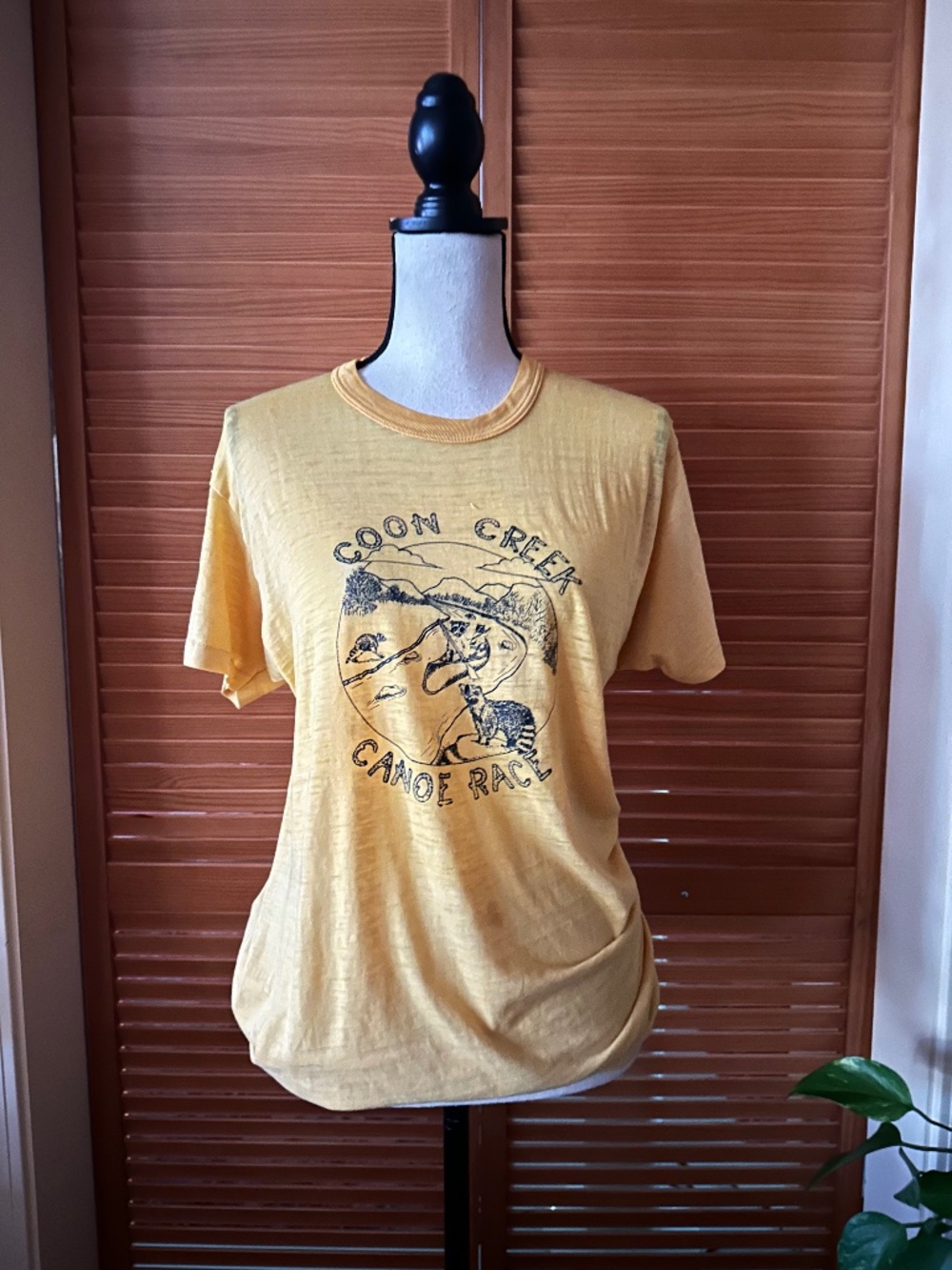 Very Sheer Vintage "Coon CREEK Canoe Race" T-Shirt: Raccoon Ranch Worn Tee